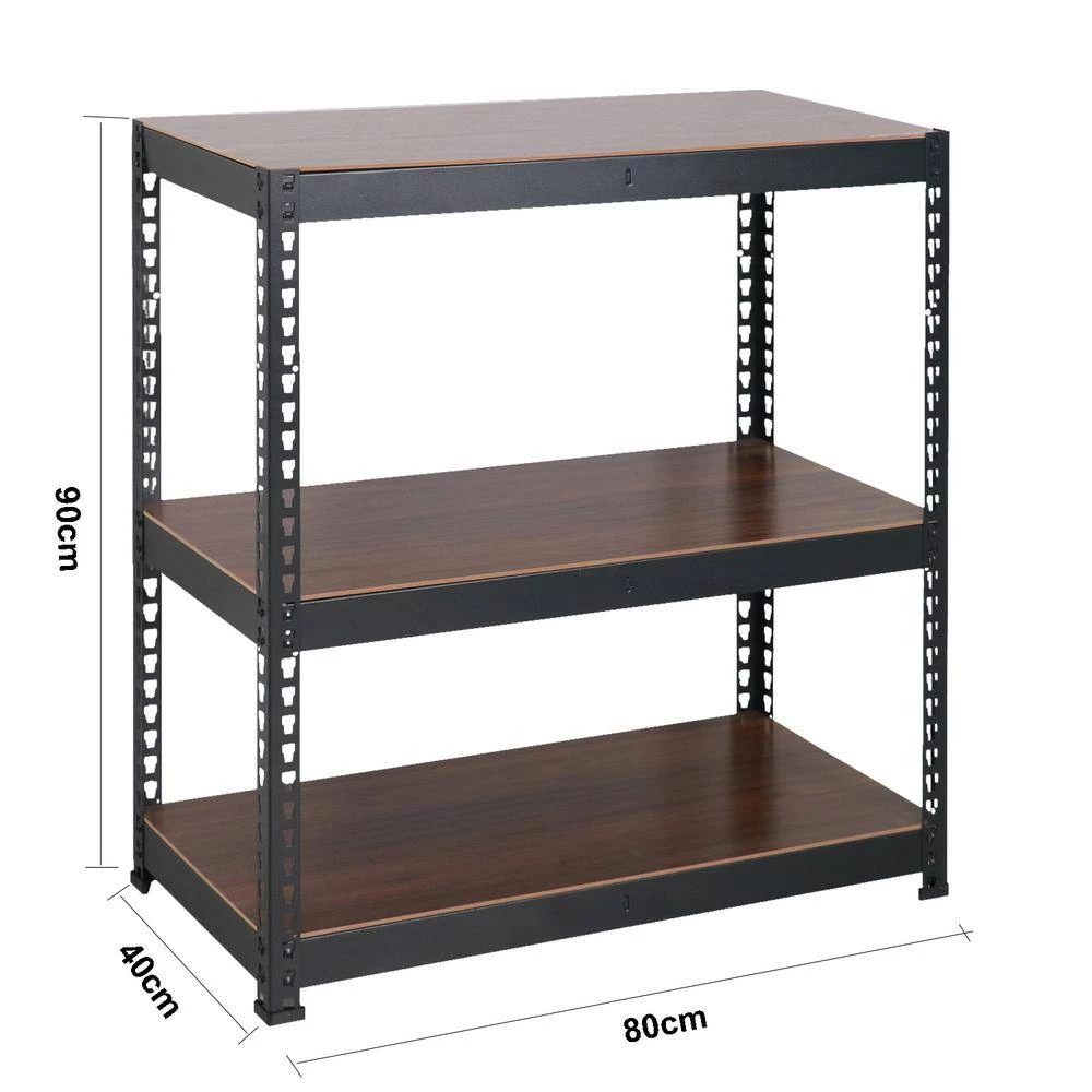 Shelf Brown Metal Standard Bookcase 3-Layers Wood by Homy Casa 8 Shelf Brown Metal Standard Bookcase 3-Layers Wood by Homy Casa - Image 7