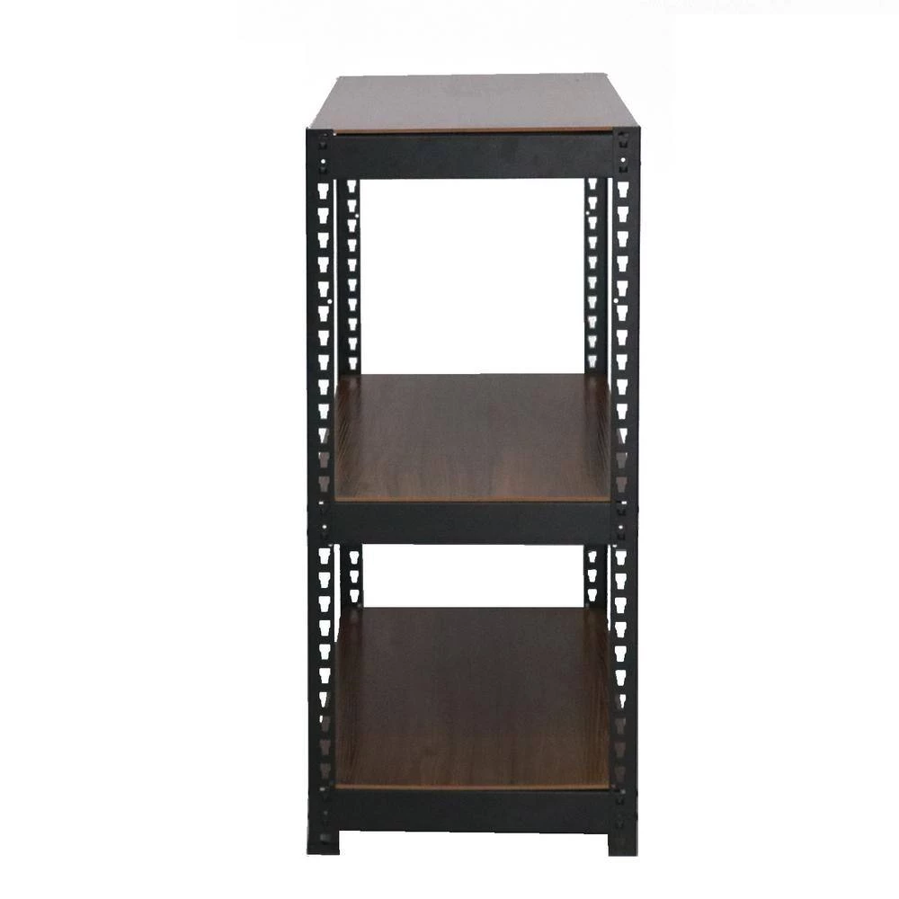 Shelf Brown Metal Standard Bookcase 3-Layers Wood by Homy Casa 6 Shelf Brown Metal Standard Bookcase 3-Layers Wood by Homy Casa - Image 5
