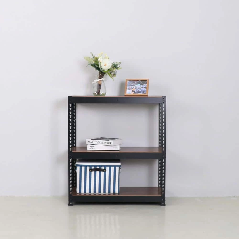 Shelf Brown Metal Standard Bookcase 3-Layers Wood by Homy Casa 10 Shelf Brown Metal Standard Bookcase 3-Layers Wood by Homy Casa - Image 9