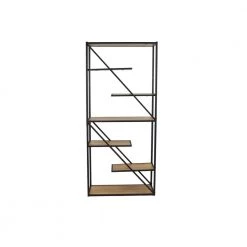 Kornetka Brown Metal Bookcase Accent Cabinet by Homy Casa