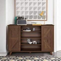 Latza Brown MDF 4-Levels Side Board Accent Cabinet by Homy Casa -Homy Casa Shop brown homy casa accent cabinets latza side board 4 levels 31 1000