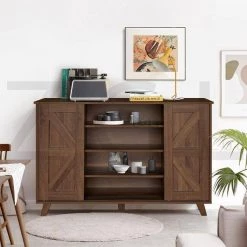Latza Brown MDF 4-Levels Side Board Accent Cabinet by Homy Casa -Homy Casa Shop brown homy casa accent cabinets latza side board 4 levels e1 1000
