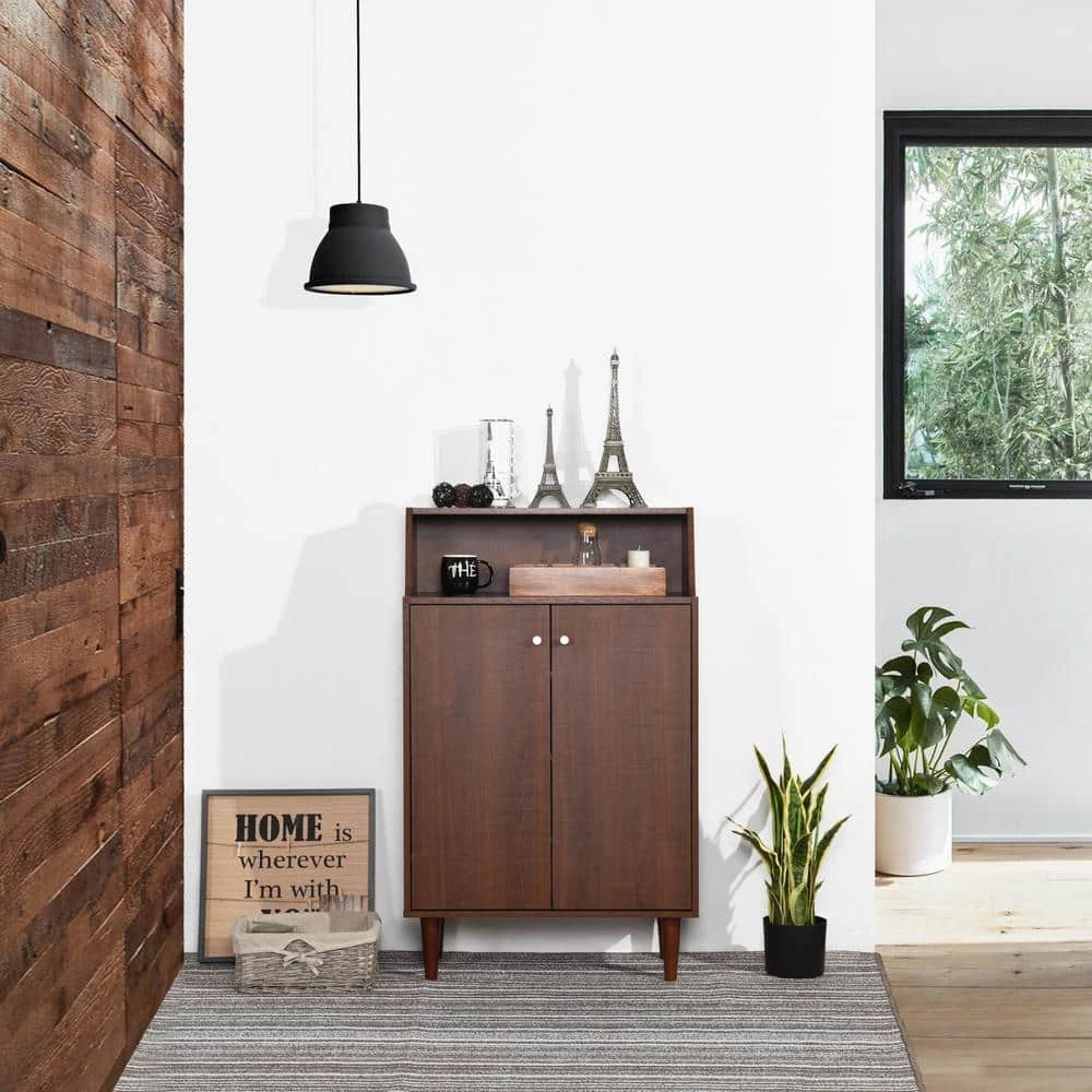 Ravet Brown Shoe Storage Cabinet With 2-Door by Homy Casa 5 Ravet Brown Shoe Storage Cabinet With 2-Door by Homy Casa - Image 3