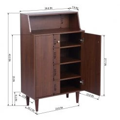 Ravet Brown Shoe Storage Cabinet With 2-Door by Homy Casa 24 Ravet Brown Shoe Storage Cabinet With 2-Door by Homy Casa -Homy Casa Shop brown homy casa accent cabinets ravet 44 1000