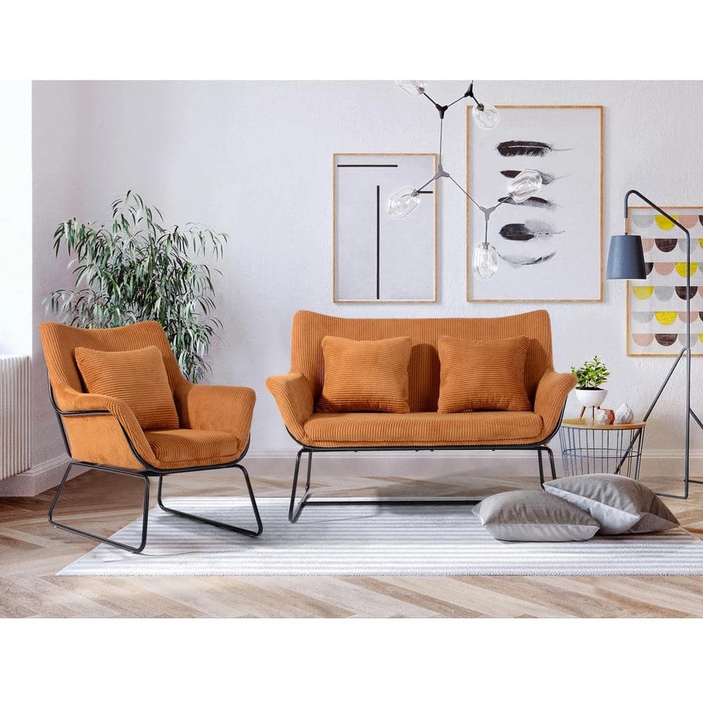 Leisure Chair Brown Corduroy Fabric by Homy Casa 11 Leisure Chair Brown Corduroy Fabric by Homy Casa - Image 9