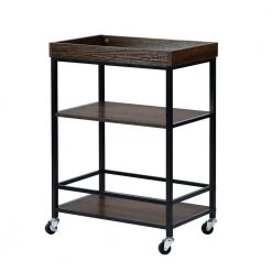 Uhtric Dark Brown 3-Tier Rolling Serving Kitchen Trolley by Homy Casa -Homy Casa Shop brown homy casa bar carts unathi 1f 1000