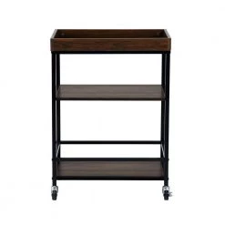 Uhtric Dark Brown 3-Tier Rolling Serving Kitchen Trolley by Homy Casa -Homy Casa Shop brown homy casa bar carts unathi 44 1000