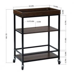 Uhtric Dark Brown 3-Tier Rolling Serving Kitchen Trolley by Homy Casa -Homy Casa Shop brown homy casa bar carts unathi 4f 1000