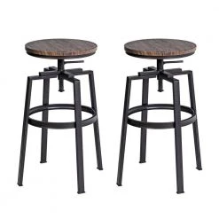 AMAT 28.9in. Metal Frame Height Adjustable Bar Stool (Set of 2) by Homy Casa