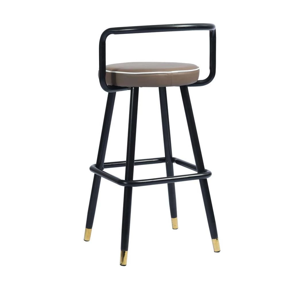 Brown PU upholstery High Barstool(set of 2) by Homy Casa 6 Brown PU upholstery High Barstool(set of 2) by Homy Casa - Image 5