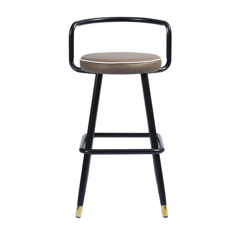 Brown PU upholstery High Barstool(set of 2) by Homy Casa 5 Brown PU upholstery High Barstool(set of 2) by Homy Casa - Image 4