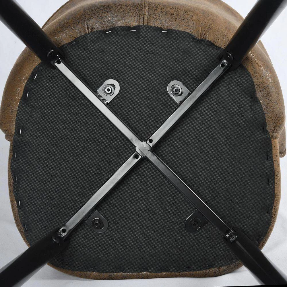 Doncic 40.2 in. Brown Low Back Metal Frame Counter Stool with Fabric Seat ( Set of 2) by Homy Casa 6 Doncic 40.2 in. Brown Low Back Metal Frame Counter Stool with Fabric Seat ( Set of 2) by Homy Casa - Image 4