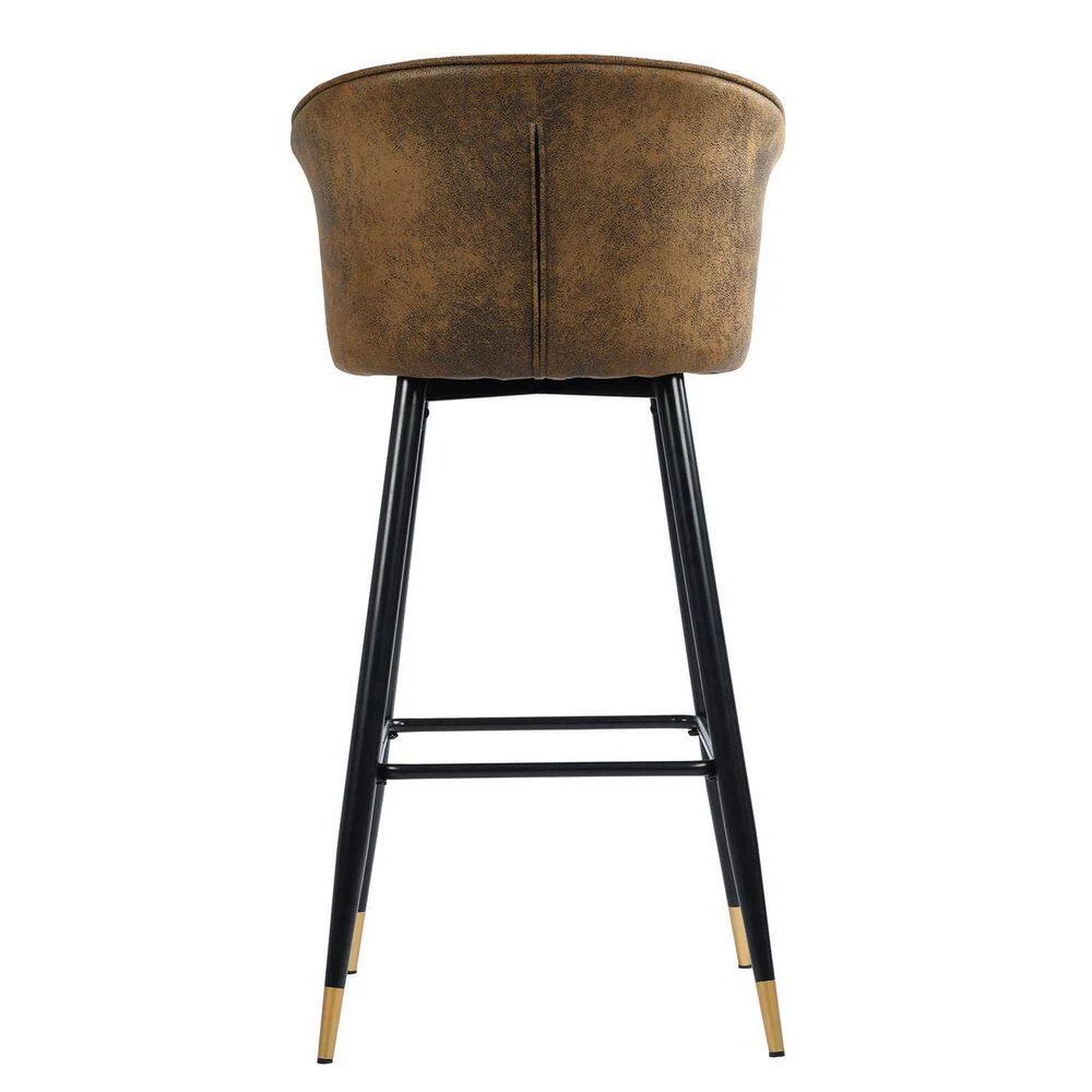 Doncic 40.2 in. Brown Low Back Metal Frame Counter Stool with Fabric Seat ( Set of 2) by Homy Casa 12 Doncic 40.2 in. Brown Low Back Metal Frame Counter Stool with Fabric Seat ( Set of 2) by Homy Casa - Image 10