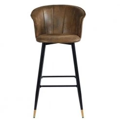 Doncic 40.2 in. Brown Low Back Metal Frame Counter Stool with Fabric Seat ( Set of 2) by Homy Casa 22 Doncic 40.2 in. Brown Low Back Metal Frame Counter Stool with Fabric Seat ( Set of 2) by Homy Casa -Homy Casa Shop brown homy casa bar stools doncic bar 30 brown suede black gold leg 4f 1000