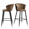 Doncic 40.2 in. Brown Low Back Metal Frame Counter Stool with Fabric Seat ( Set of 2) by Homy Casa -Homy Casa Shop brown homy casa bar stools doncic bar 30 brown suede black gold leg 64 1000