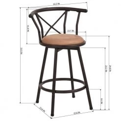 Brown Ladder Back Sturdy Metal Frame Barstool Comfortable Seat Cushions by Homy Casa -Homy Casa Shop brown homy casa bar stools hailey 24 inch brown 2pcs 4f 1000