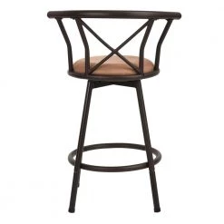 Hailey 33.5 in. Brown Metal Frame Low Back Bar Stool with Fabric Seat (Set of 2) by Homy Casa -Homy Casa Shop brown homy casa bar stools hd hailey 24 inch brown 2pcs 1f 1000