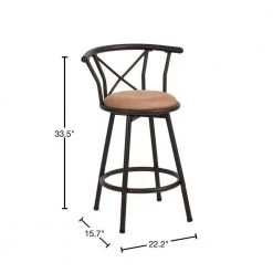 HAILEY 33.5 in. Brown Low Back Metal Frame Cushioned Bar Stool (Set of 2) by Homy Casa -Homy Casa Shop brown homy casa bar stools hd hailey 24 inch brown 2pcs 40 1000