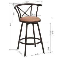 Hailey 33.5 in. Brown Metal Frame Low Back Bar Stool with Fabric Seat (Set of 2) by Homy Casa -Homy Casa Shop brown homy casa bar stools hd hailey 24 inch brown 2pcs 44 1000