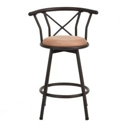 HAILEY 33.5 in. Brown Low Back Metal Frame Cushioned Bar Stool (Set of 2) by Homy Casa -Homy Casa Shop brown homy casa bar stools hd hailey 24 inch brown 2pcs c3 1000 1
