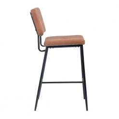 Brown Faux-Leather Upholstered Backrest Kitchen Swivel Breakfast Chair with Metal Leg Max Load Parsons Chair (Set of 2) by Homy Casa -Homy Casa Shop brown homy casa bar stools independence bar bouton vintage a 4f 1000
