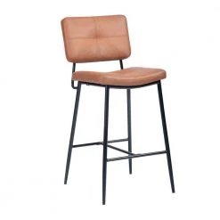 Brown Faux-Leather Upholstered Backrest Kitchen Swivel Breakfast Chair with Metal Leg Max Load Parsons Chair (Set of 2) by Homy Casa