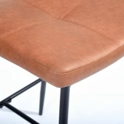 Brown Faux-Leather Upholstered Backrest Kitchen Swivel Breakfast Chair with Metal Leg Max Load Parsons Chair (Set of 2) by Homy Casa -Homy Casa Shop brown homy casa bar stools independence bar bouton vintage a fa 1000