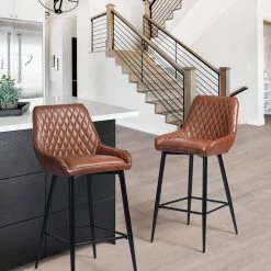 Dining Room Barstool Rabiot Bar Brown Bar Stool 17 in. x 19 in. x 40 in. (Set of 2) by Homy Casa -Homy Casa Shop brown homy casa bar stools rabiot bar brown 31 1000