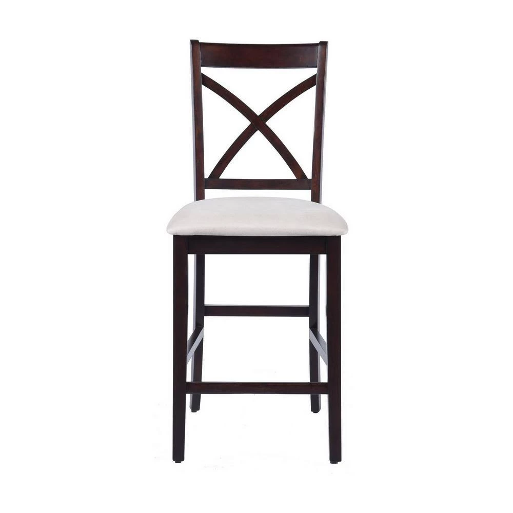 Salim 41.1 in. Brown Upholsteried Counter Barstool (Set of 2) by Homy Casa 9 Salim 41.1 in. Brown Upholsteried Counter Barstool (Set of 2) by Homy Casa - Image 7