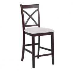 Salim 41.1 in. Brown Upholsteried Counter Barstool (Set of 2) by Homy Casa