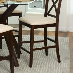 Salim 41.1 in. Brown Upholsteried Counter Barstool (Set of 2) by Homy Casa 22 Salim 41.1 in. Brown Upholsteried Counter Barstool (Set of 2) by Homy Casa -Homy Casa Shop brown homy casa bar stools salim 76 1000