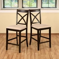 Salim 41.1 in. Brown Upholsteried Counter Barstool (Set of 2) by Homy Casa 17 Salim 41.1 in. Brown Upholsteried Counter Barstool (Set of 2) by Homy Casa -Homy Casa Shop brown homy casa bar stools salim c3 1000