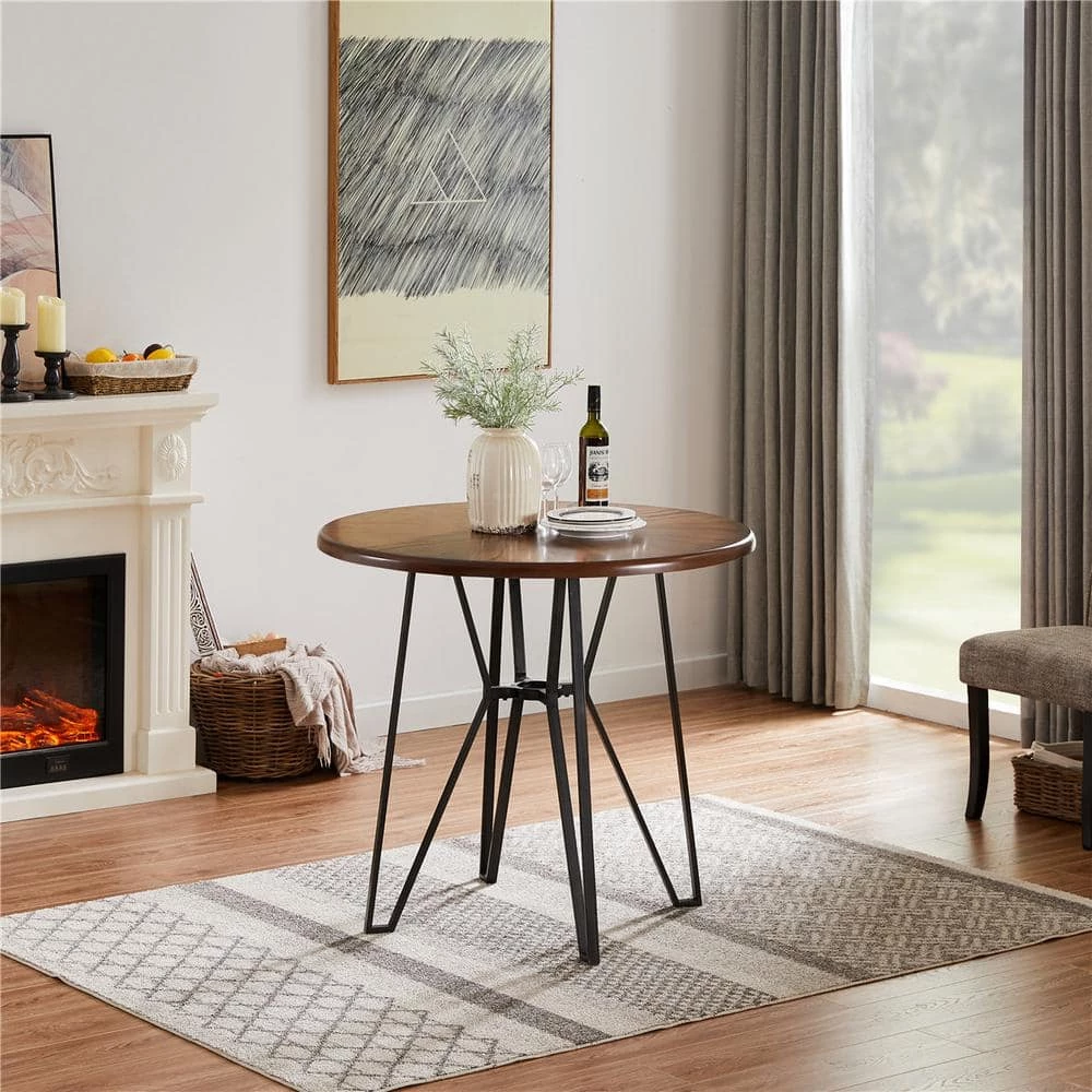 Irizo 36 in H. Round Brown MDF Bar Table (Seat 4) by Homy Casa 4 Irizo 36 in H. Round Brown MDF Bar Table (Seat 4) by Homy Casa - Image 2