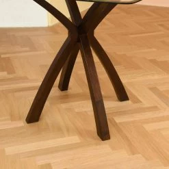 Stevie 35.8 in. Brown Square Clear Glass Top With Solid Wood Frame Counter Height Bar Table (Seats-4) by Homy Casa -Homy Casa Shop brown homy casa bar tables stevie 76 1000