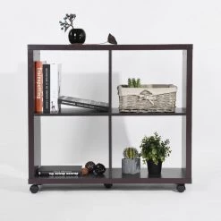 CANDIDA 32 in. Brown Wood 4- -Shelf Standard Classic Bookcase with Build in Storage by Homy Casa -Homy Casa Shop brown homy casa bookcases bookshelves candida slim c3 1000