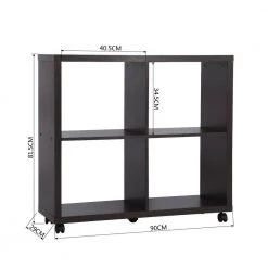 CANDIDA 32 in. Brown Wood 4- -Shelf Standard Classic Bookcase with Build in Storage by Homy Casa -Homy Casa Shop brown homy casa bookcases bookshelves candida slim fa 1000