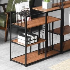 Open Back Bookcase 29.1 in. Brown Metal 4 -Shelf Ladder Bookcase by Homy Casa 15 Open Back Bookcase 29.1 in. Brown Metal 4 -Shelf Ladder Bookcase by Homy Casa -Homy Casa Shop brown homy casa bookcases bookshelves line bent lmkz 1f 1000