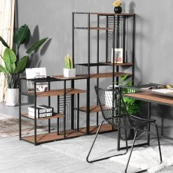 Open Back Bookcase 29.1 in. Brown Metal 4 -Shelf Ladder Bookcase by Homy Casa 19 Open Back Bookcase 29.1 in. Brown Metal 4 -Shelf Ladder Bookcase by Homy Casa -Homy Casa Shop brown homy casa bookcases bookshelves line bent lmkz 31 1000
