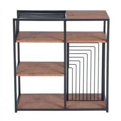 Open Back Bookcase 29.1 in. Brown Metal 4 -Shelf Ladder Bookcase by Homy Casa