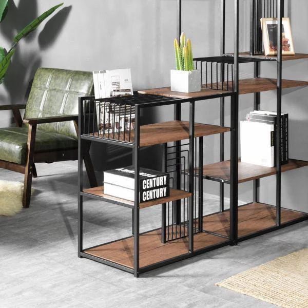 Open Back Bookcase 29.1 in. Brown Metal 4 -Shelf Ladder Bookcase by Homy Casa 4 Open Back Bookcase 29.1 in. Brown Metal 4 -Shelf Ladder Bookcase by Homy Casa - Image 2