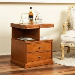 Slany 20 in. Brown C-Top Wood End Table With 2-Drawer by Homy Casa 19 Slany 20 in. Brown C-Top Wood End Table With 2-Drawer by Homy Casa -Homy Casa Shop brown homy casa c tables slany c3 1000