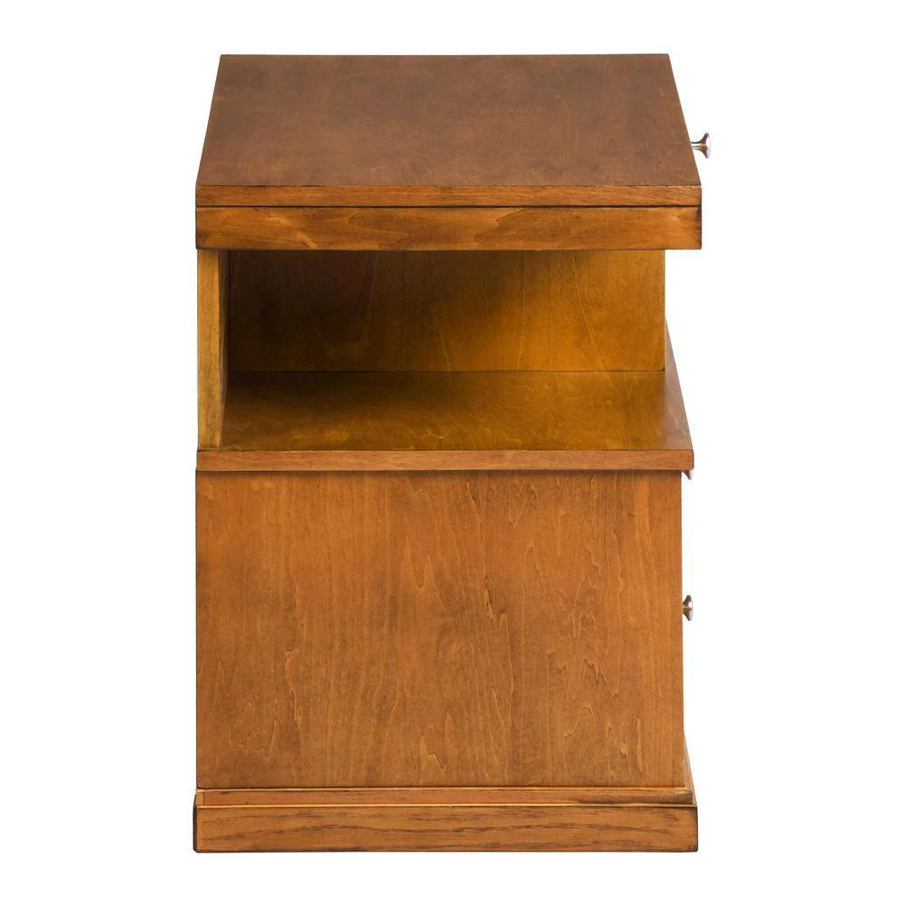 Slany 20 in. Brown C-Top Wood End Table With 2-Drawer by Homy Casa 4 Slany 20 in. Brown C-Top Wood End Table With 2-Drawer by Homy Casa - Image 2