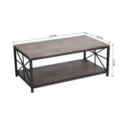 Grain Coffee Table with Storage MDF Top Black Metal Base by Homy Casa -Homy Casa Shop brown homy casa coffee tables grain mdf 76 1000