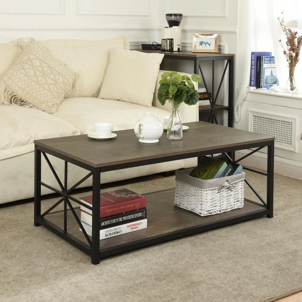 Grain 43.3 in. Brown Rectangular MDF Coffee Table by Homy Casa 15 Grain 43.3 in. Brown Rectangular MDF Coffee Table by Homy Casa - Image 13