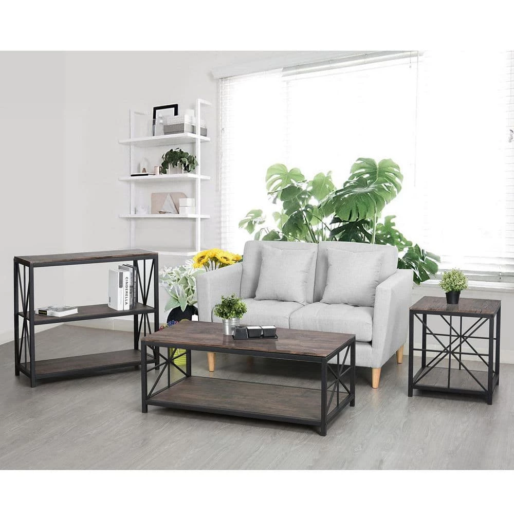 Grain 43.3 in. Brown Rectangular MDF Coffee Table by Homy Casa 5 Grain 43.3 in. Brown Rectangular MDF Coffee Table by Homy Casa - Image 3