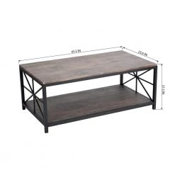 43 in. Brown Rectangle MDF Top with Metal Frame Coffee Table by Homy Casa 15 43 in. Brown Rectangle MDF Top with Metal Frame Coffee Table by Homy Casa -Homy Casa Shop brown homy casa coffee tables hd grain mdf 44 1000