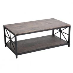 43 in. Brown Rectangle MDF Top with Metal Frame Coffee Table by Homy Casa