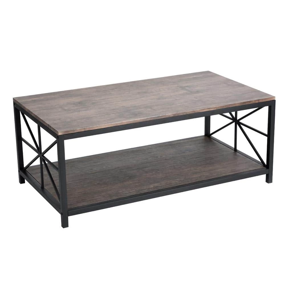 43 in. Brown Rectangle MDF Top with Metal Frame Coffee Table by Homy Casa 3 43 in. Brown Rectangle MDF Top with Metal Frame Coffee Table by Homy Casa