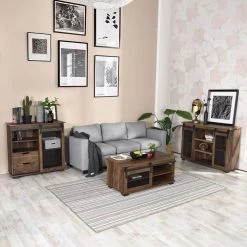 NEWBARN 39 .4 in. Brown 17.7 in. Rectangle Wood Coffee Table With Collect by Homy Casa -Homy Casa Shop brown homy casa coffee tables newbarn coffee table 31 1000