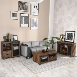 NEWBARN 39 .4 in. Brown 17.7 in. Rectangle Wood Coffee Table With Collect by Homy Casa 21 NEWBARN 39 .4 in. Brown 17.7 in. Rectangle Wood Coffee Table With Collect by Homy Casa -Homy Casa Shop brown homy casa coffee tables newbarn coffee table drawer 31 1000